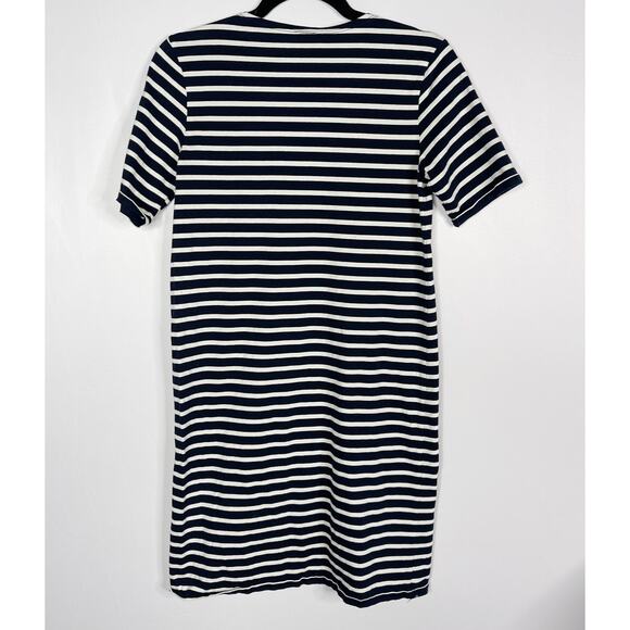 Kule XSmall Navy Blue Cream The Tee Dress Striped Short Sleeve Crew Neck Cotton - Picture 2 of 10